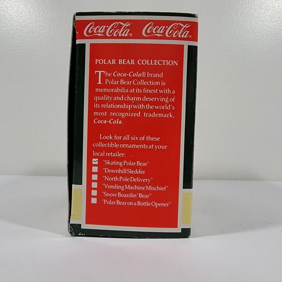 Coca Cola Skating Polar Bear Ornament with Box 1995 - Picture 5 of 5
